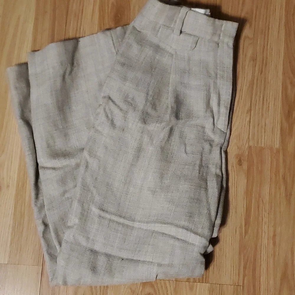 COS Beige Wide-Leg Linen wool Blend Pantsuit Pants